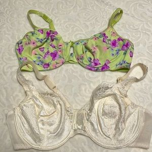 2 bras.  Cream is 38C, Floral is 38D.